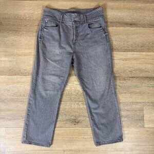 Ann Taylor Gray Straight Crop Jeans High Rise Denim Two Button | Size 12